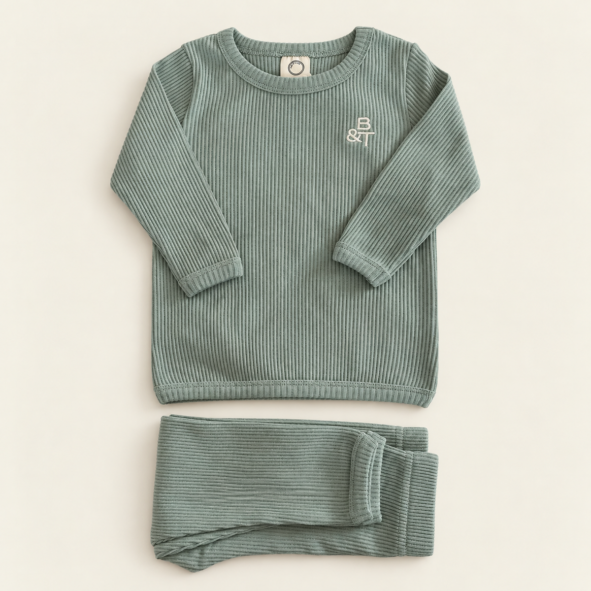 Ribbed cotton top and bottom (green)