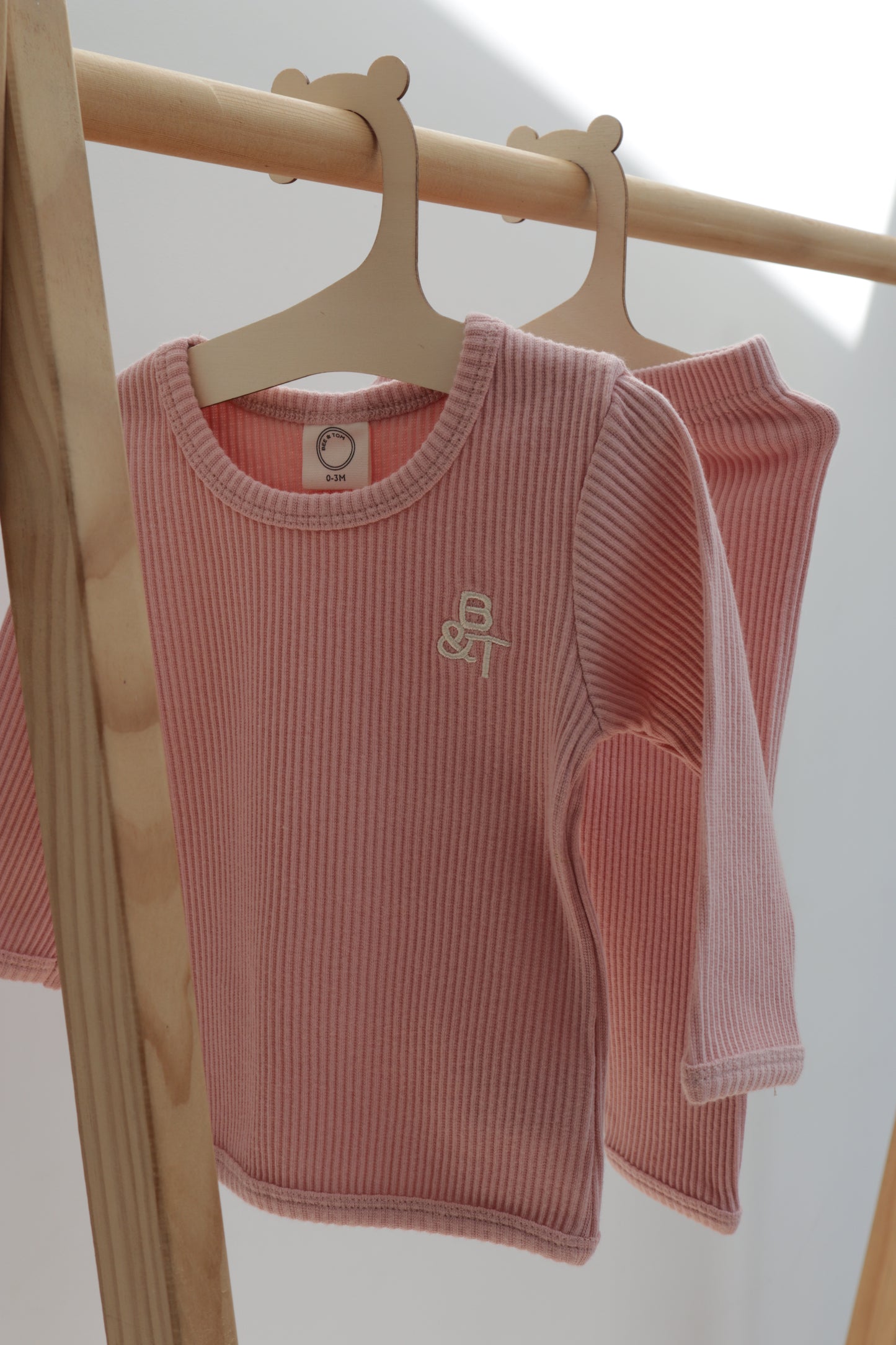 Ribbed cotton top and bottom (pink)
