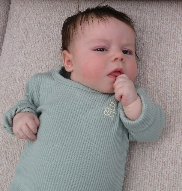 Ribbed cotton top and bottom (mint green)