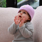 The stripe ribbed cotton set (grey) & beanie (lilac)