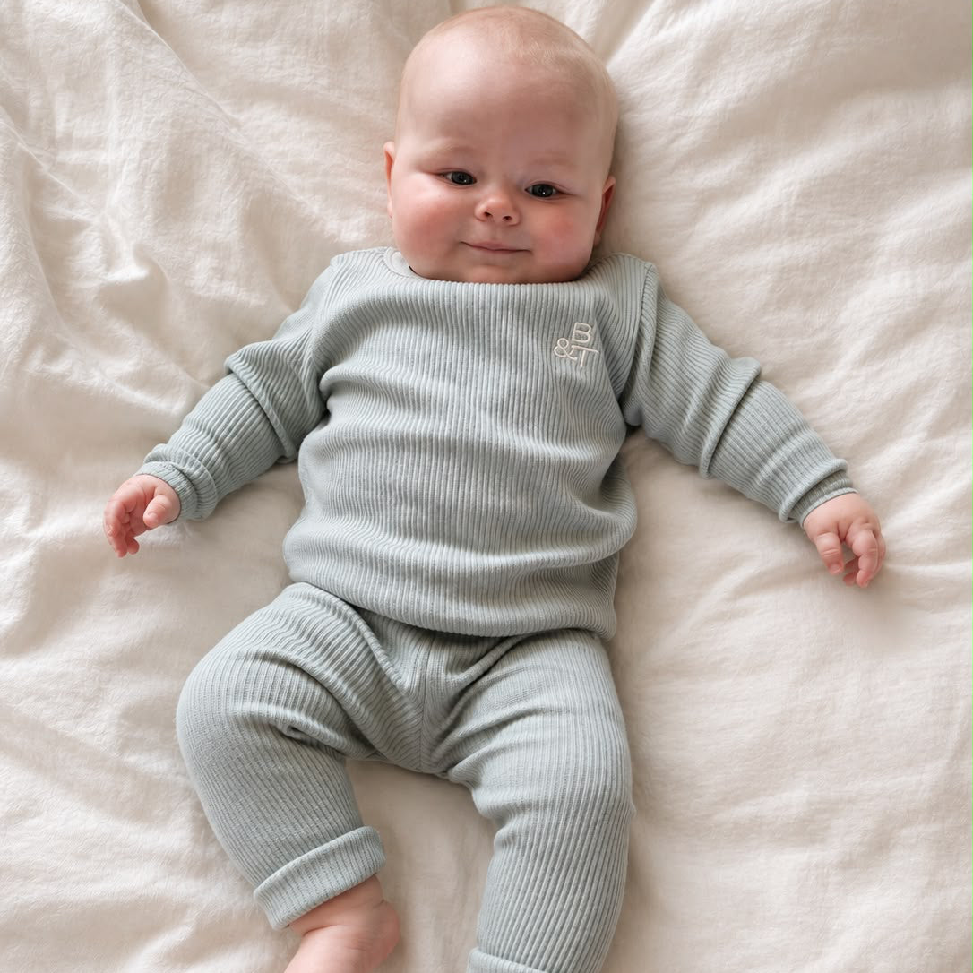 Ribbed cotton top and bottom (green)