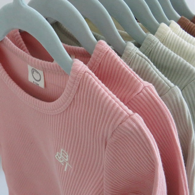 Ribbed cotton top and bottom (pink)