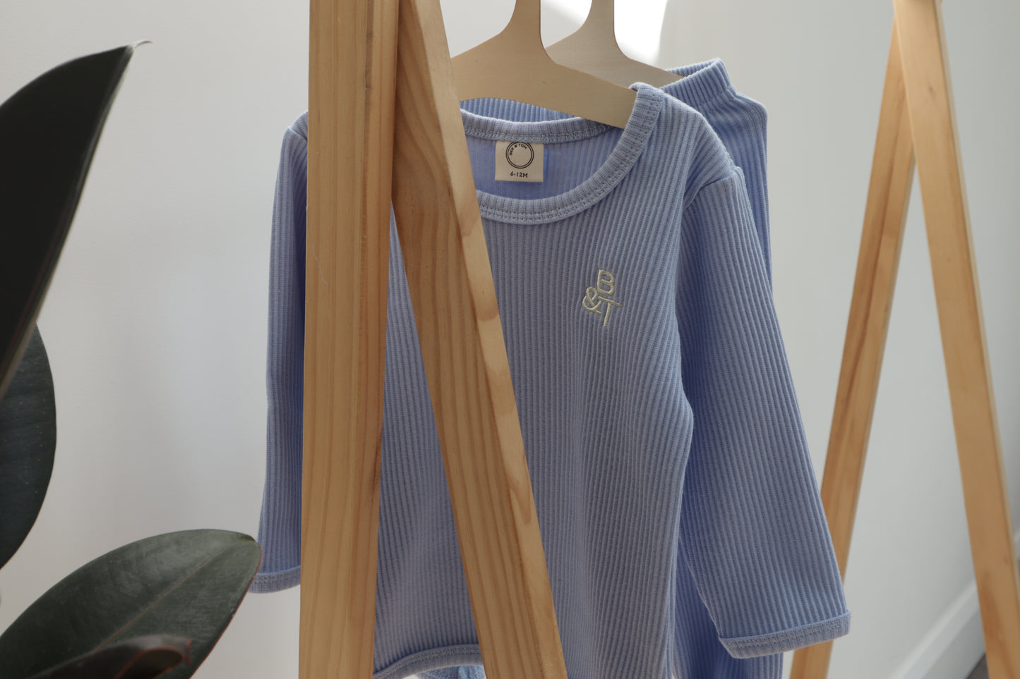 Ribbed cotton top and bottom (blue)