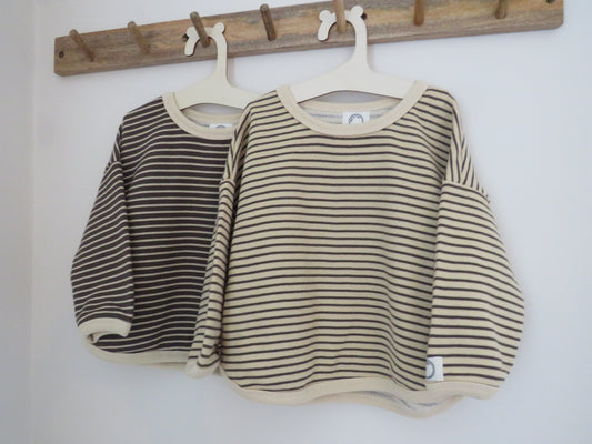 Long-sleeved sweatshirt (ecru and brown)