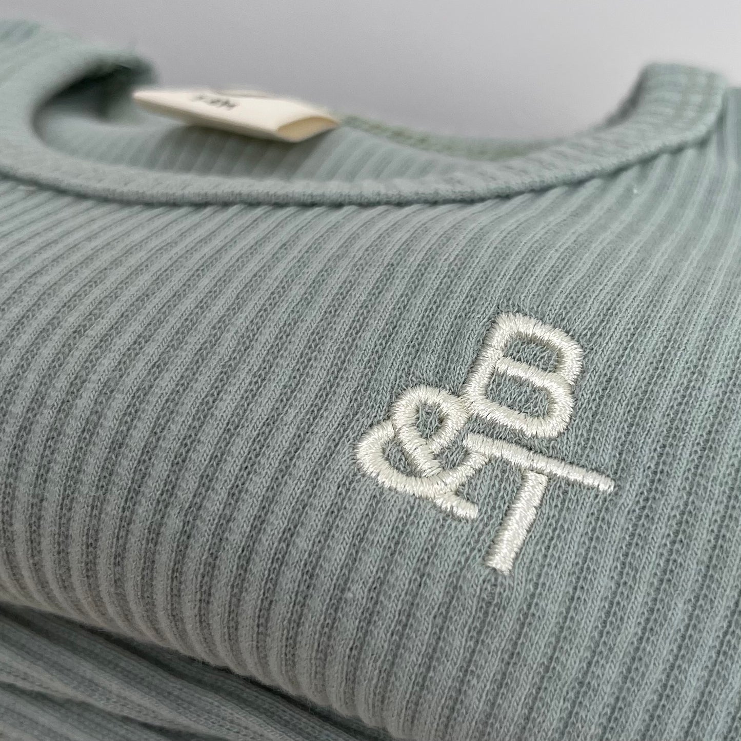 Ribbed cotton set (mint green) & striped ribbed cotton set (grey marl)