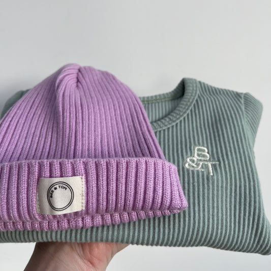 Ribbed cotton top and bottom (mint green)