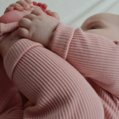 Ribbed cotton top and bottom (pink)