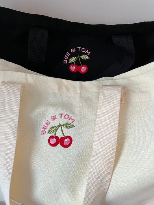 Cherry tote bag (cream)