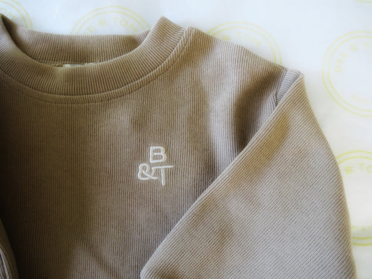 Cotton sweatshirt and bottoms set (stone)