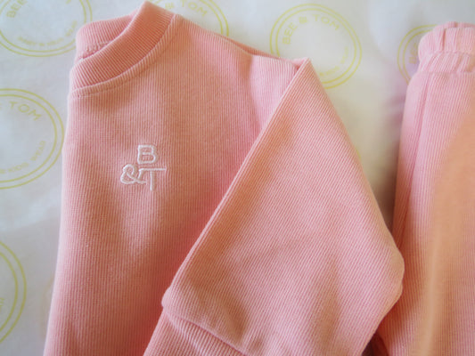 Cotton sweatshirt and bottoms set (pink)