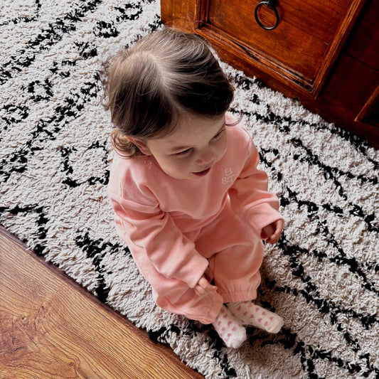 Cotton sweatshirt and bottoms set (pink)